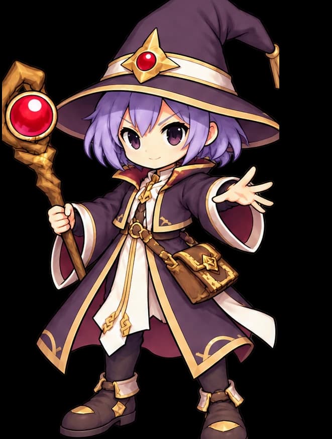 The Wizard walking with her staff