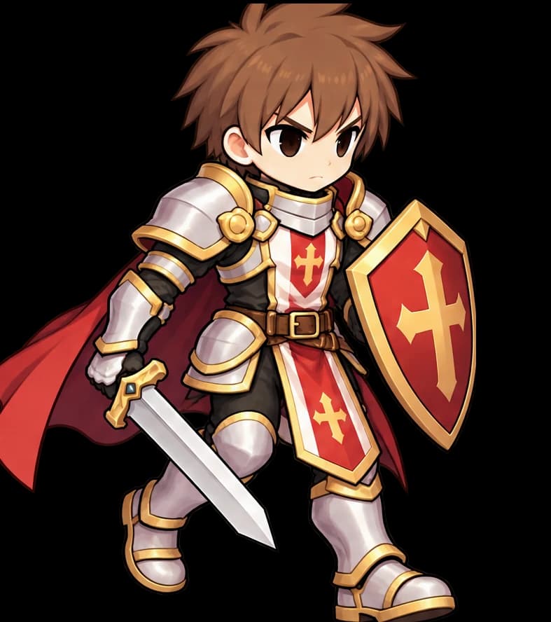 The Knight walking with sword and shield